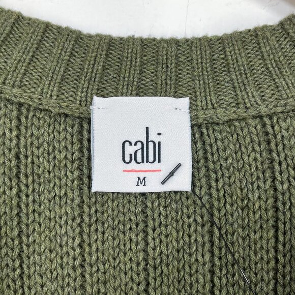 Cabi Aerial Cardigan Thick Chunky Knit Button Front Long Size Medium Olive Green - Picture 10 of 16